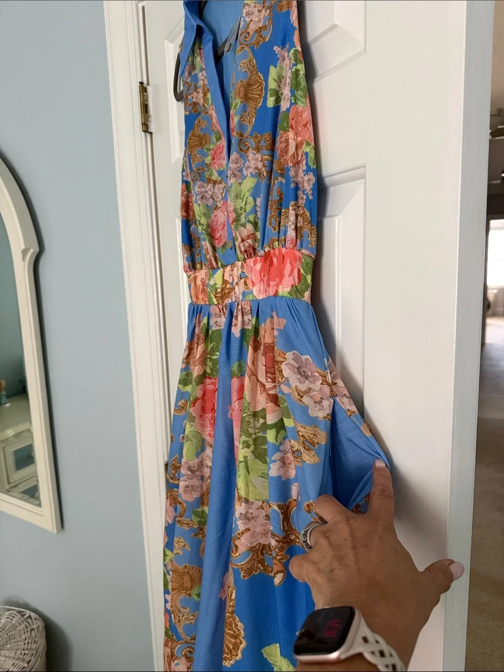 Flying Tomato Blue Floral Collared Button-Front Maxi Dress - Picture 3 of 5